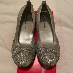 Nina “Esther” silver girls flats